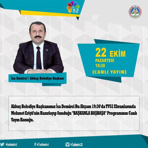 Başkan Demirci TV52 Canlı Yayın Konuğu